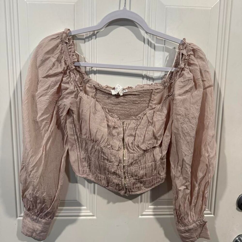 Astr-the-label Women's Pink and Cream Crop-top